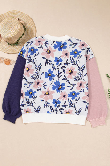 Lumivita Colorblock Sleeve Patchwork Sweater