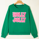 Sea Green Medium Luz Embroidered Christmas Holiday Sweatshirt