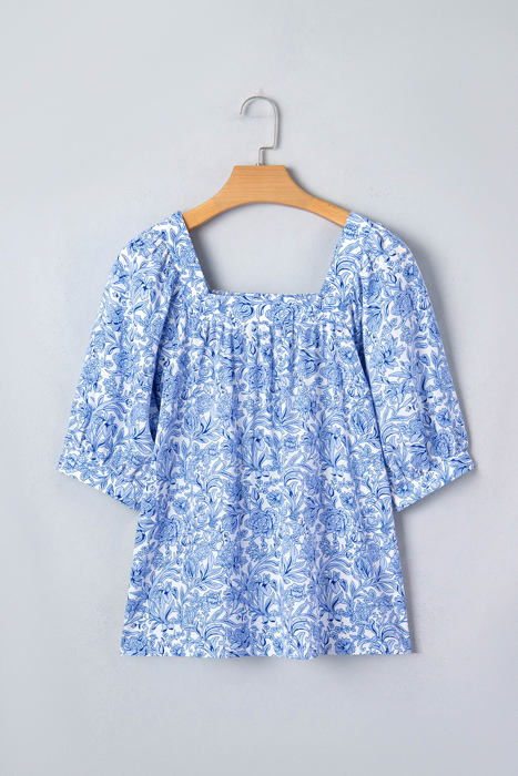 Lyanna Sleeve Pleated Floral Blouse