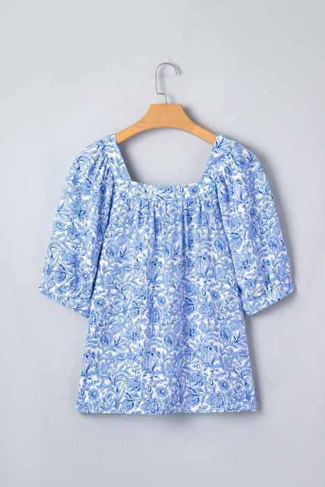 Lyanna Sleeve Pleated Floral Blouse