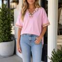 Pink Small Lyla Oversize Polo Tee
