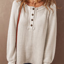 Beige Small Lyla Waffle Buttoned Top