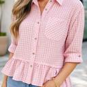  Lylah Ruffle Hem Down Shirt
