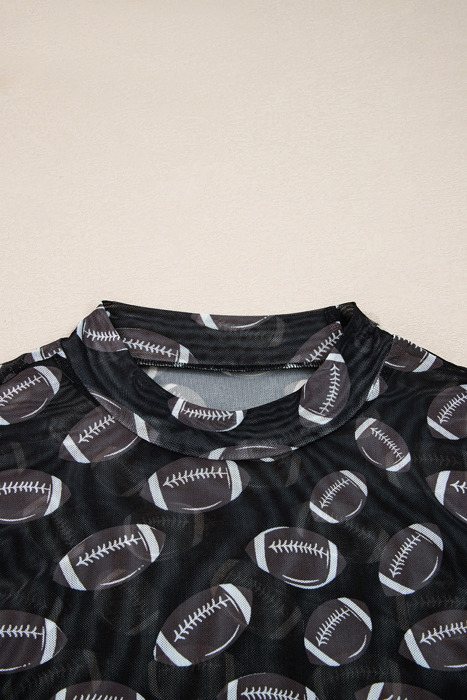 Maci Rugby Mesh Sheer Long Sleeve Top