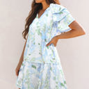  Madalyn Floral Contrast Edge Layered Short Sleeve Mini Dress