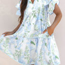 Sky Blue XL Madalyn Floral Contrast Edge Layered Short Sleeve Mini Dress