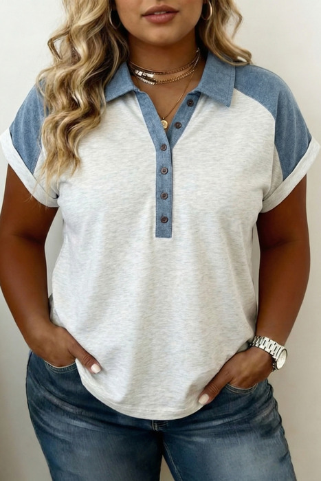 Maddie Cuffed Sleeve Polo PLUS Tee