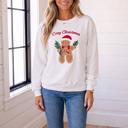 White Medium Madelin Sleeve Pullover Sweatshirt Long Sleeve Top