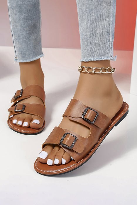 Madelynn Leather Flat Slippers
