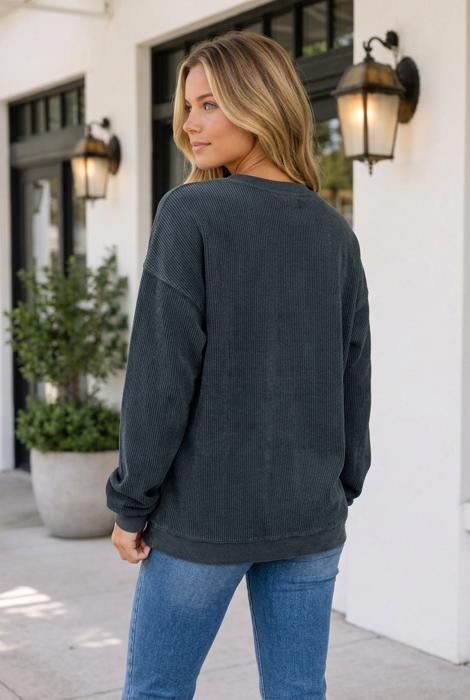 Madie Shoulder Corded Game Day Sweatshirt