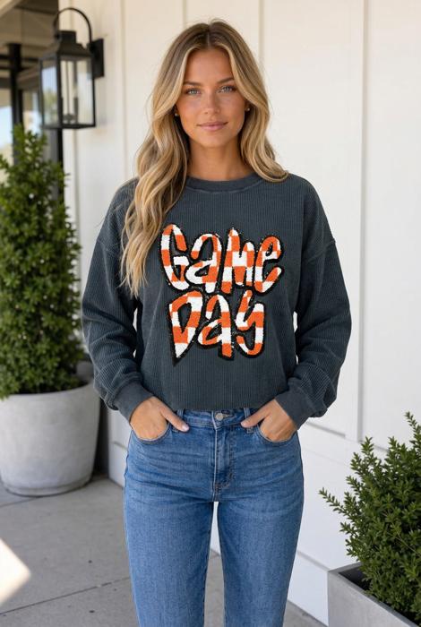 Madie Shoulder Corded Game Day Sweatshirt