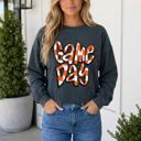Dark Grey Small Madie Shoulder Corded Game Day Sweatshirt