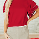  Madilynn Ruffle Short Sleeve Sweater