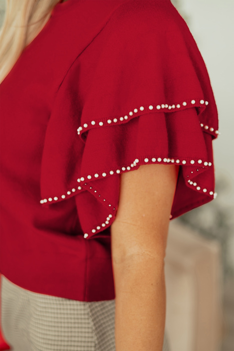 Madilynn Ruffle Short Sleeve Sweater