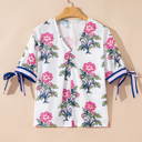 White Medium Mae Knot Bubble Sleeve Blouse