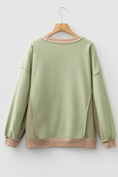 Maelynn Waffle Patchwork Oversize Sweatshirt
