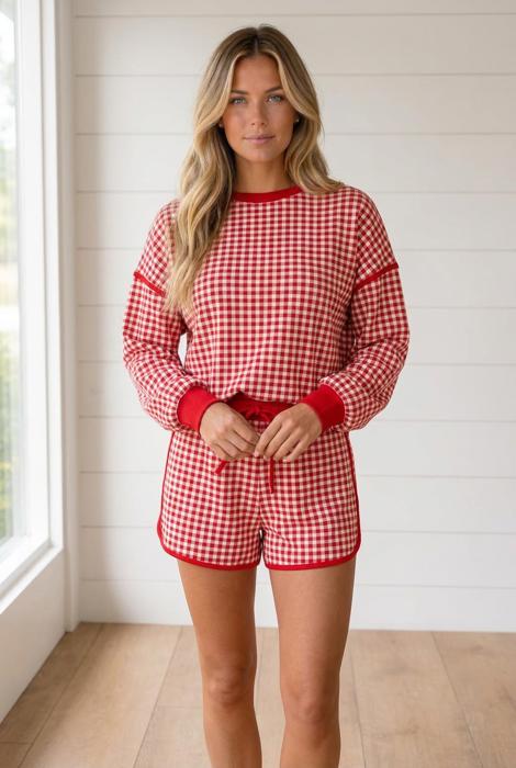 Maggy Oversized Ribbed Trim Top & Bottom Set
