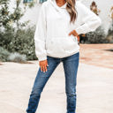  Magnolia Cable Lattice Texture Kangaroo Pocket Hoodie