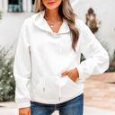 White XL Magnolia Cable Lattice Texture Kangaroo Pocket Hoodie