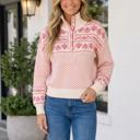  Magnolia Print Stand Casual Sweater