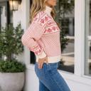  Magnolia Print Stand Casual Sweater
