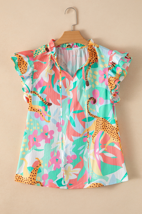 Magnolia Tie Summer Floral Blouse