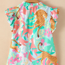  Magnolia Tie Summer Floral Blouse