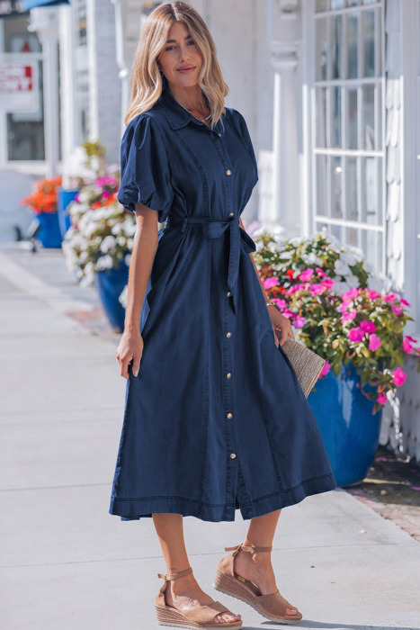 Makayla Bubble Sleeve Long Dress