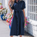 Sail Blue Small Makayla Bubble Sleeve Long Dress