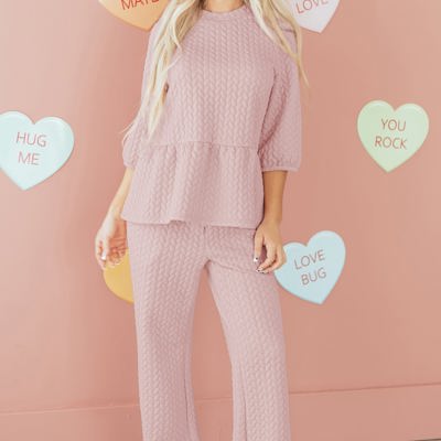 Makenna Texture Ruffle Hem Set