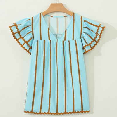 Malaysia Ruffled Short Sleeve Blouse