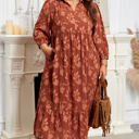 Cinnamon 1X Mallory 4 Sleeve Long PLUS Dress