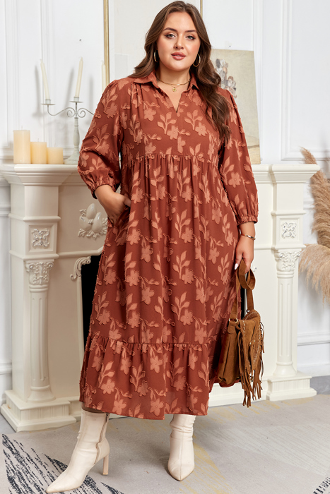 Mallory 4 Sleeve Long PLUS Dress