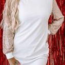 White Large Mandy Sequin Puff Sleeve Shift Mini Dress