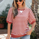 Orange Stripe Small Marceline Bubble Sleeve T Shirt