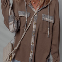 Brown Small Marceline Down Drawstring Hooded Shacket