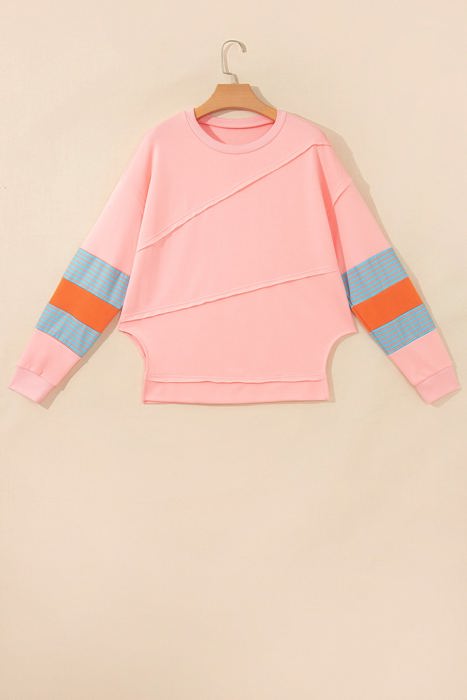 Marci Patchwork Raw Detail Long Sleeve Top