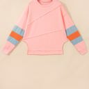  Marci Patchwork Raw Detail Long Sleeve Top
