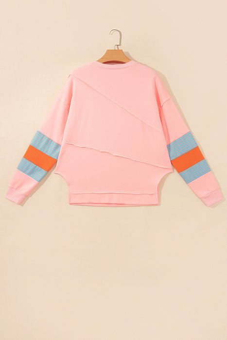 Marci Patchwork Raw Detail Long Sleeve Top