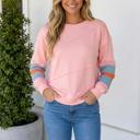 Pink Large Marci Patchwork Raw Detail Long Sleeve Top