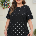 Black XXXXL Margaret Dotted Casual PLUS Top