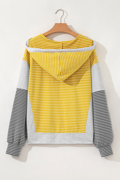 Margot Stripe Drawstring Loose Fit Hooded Top