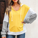 Yellow Stripe Small Margot Stripe Drawstring Loose Fit Hooded Top