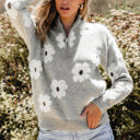  Maria Floral Half Zip Drop Shoulder Sweater