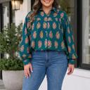 Green XXXXL Mariah Pleated Loose PLUS Shirt