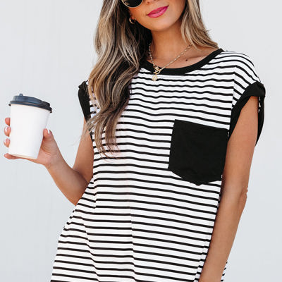 Marie Stripe Chest Pocket Tank Top