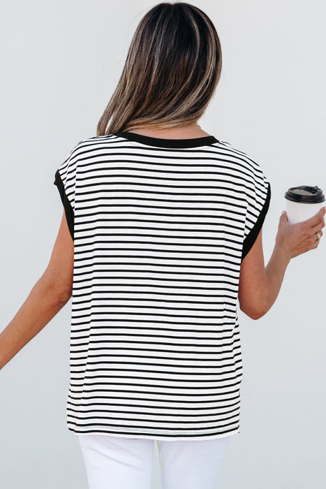 Marie Stripe Chest Pocket Tank Top