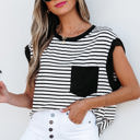  Marie Stripe Chest Pocket Tank Top