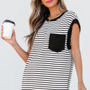  Marie Stripe Chest Pocket Tank Top
