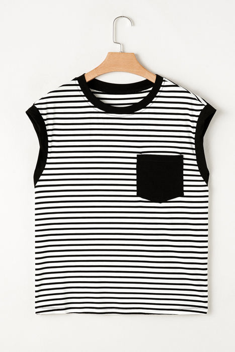 Marie Stripe Chest Pocket Tank Top